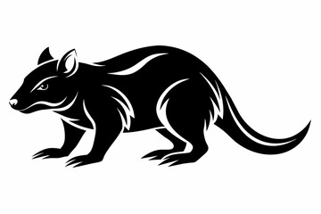 A Tasmanian silhouette black vector artwork illustration 