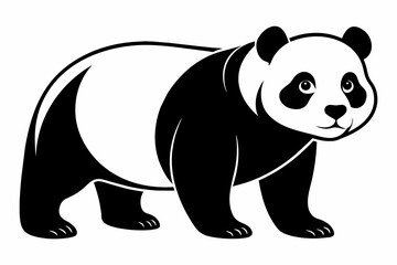 A panda silhouette black vector artwork illustration 