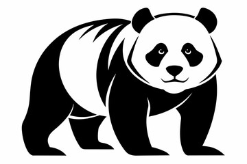A panda silhouette black vector artwork illustration 