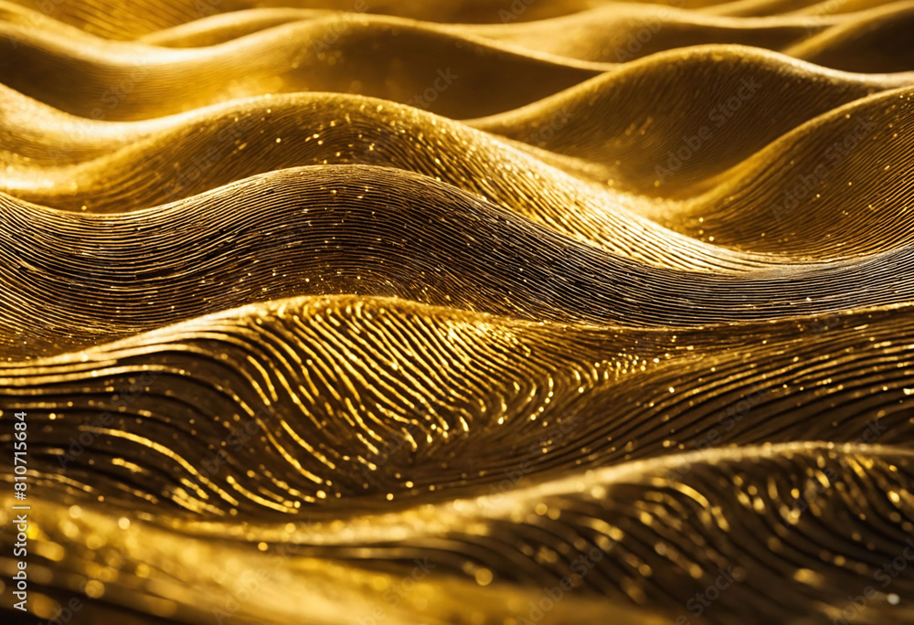 Poster Golden Energy Flow Abstract Background with Shiny Gold Waves and Energetic Patterns