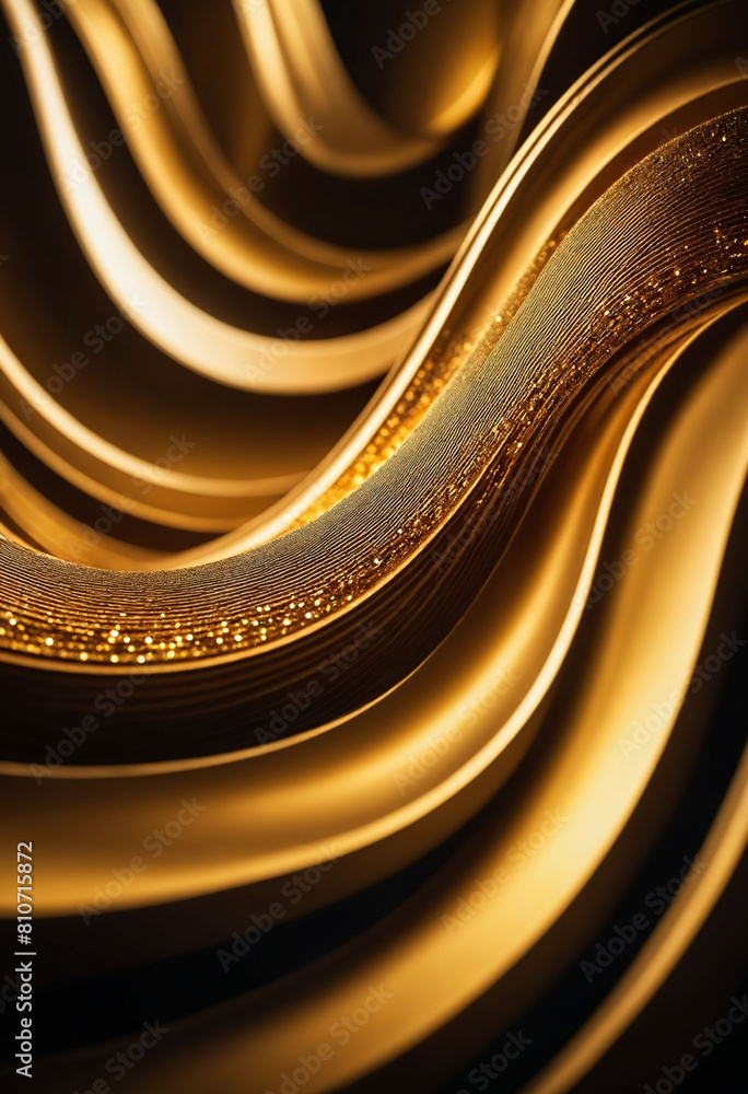 Aufkleber Golden Energy Flow Abstract Background with Shiny Gold Waves and Energetic Patterns