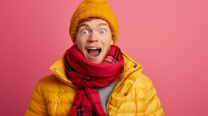 The Surprised Man in Winter Attire