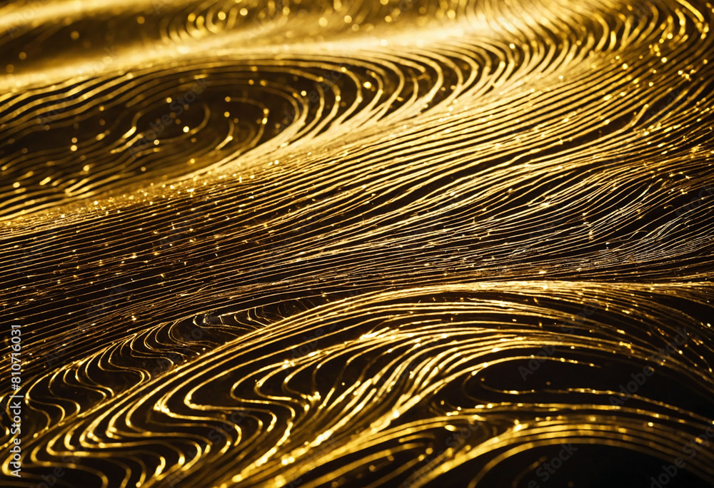 Poster Golden Energy Flow Abstract Background with Shiny Gold Waves and Energetic Patterns