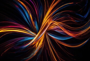 illustration, mesmerizing light painting abstract patterns illuminate dark background, art, design, colors, swirls, lines, shapes, technique, exposure
