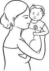 Elegant greeting card design with a flower and a young girl for a Happy Women's Day celebration