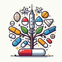 set of medical  and drugs and anti drugs day  icons 
