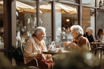 Joyful Senior Friends at a Cafe