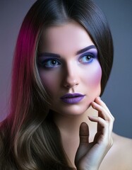 Fototapeta premium portrait of a woman with makeup, beauty, fashion, face, makeup, hair, 