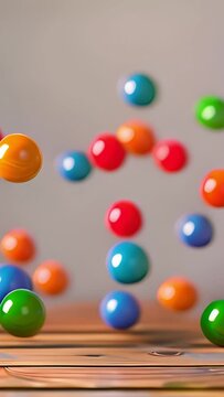 Creative digital picture of colorful balls levitating in studio set  5
