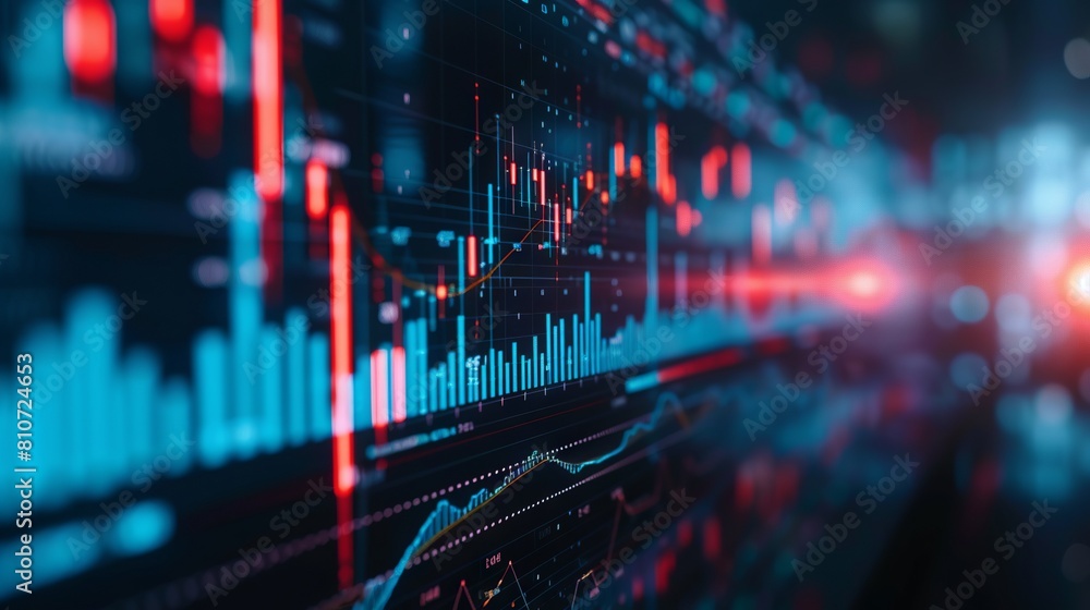 Wall mural Dynamic financial growth: detailed analysis graph illustrating forex trading trends and stock market investment opportunities