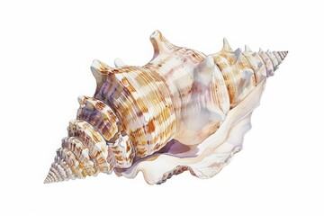 Obraz premium A small watercolor of a delicate seashell, intricate and unique, isolated minimal with white background
