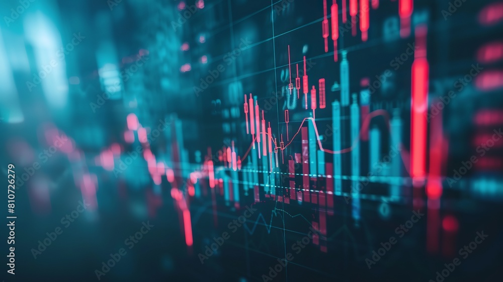 Poster dynamic 3d rendering of rising stock market graphs displaying bullish investment trends and financia