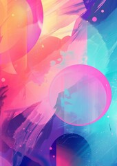 Bright abstract background with pink bubbles, splash of paint and blue shades.