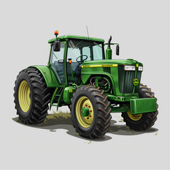 green tractor isolated on white