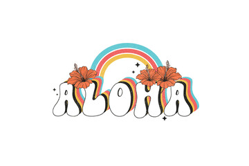 Aloha, Retro Summer Beach PNG Sublimation