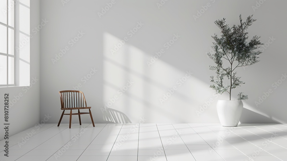 Poster minimalist white background with clean lines and simple geometric shapes
