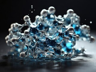 Interconnected Water Molecules in 3D - obrazy, fototapety, plakaty
