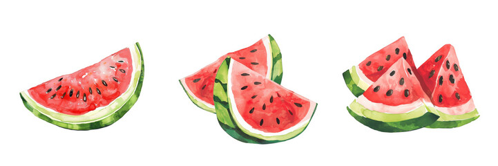 Hand drawn illustration of watermelon isolated on transparent background cutout png