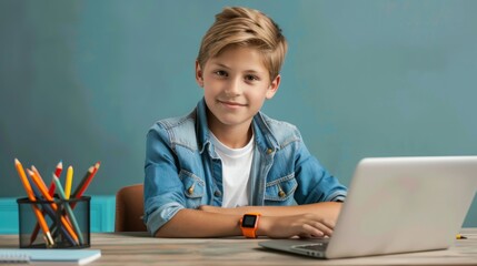 A Student Working on Laptop