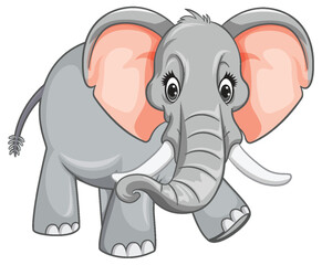 Adorable grey elephant with large pink ears