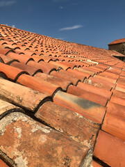 House roof covered with terracotta tiles