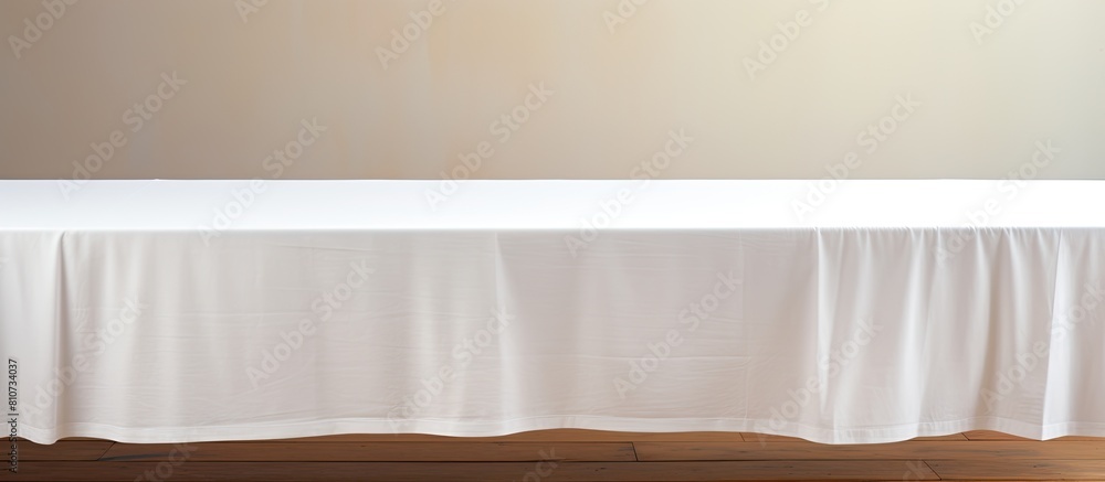 Poster a clean white tablecloth elegantly covers a pristine wooden table creating a visually pleasing arran