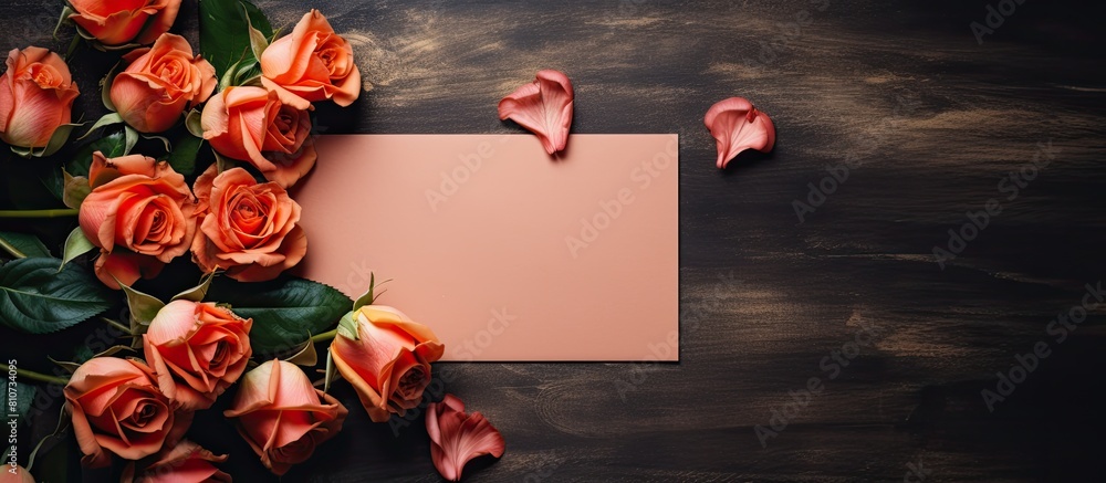 Aufkleber the homemade flat lay on the table features a creative mock up layout adorned with roses there is co