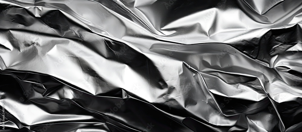 Poster A crumpled foil creates a black and white abstract background with a silver effect making it an ideal copy space image
