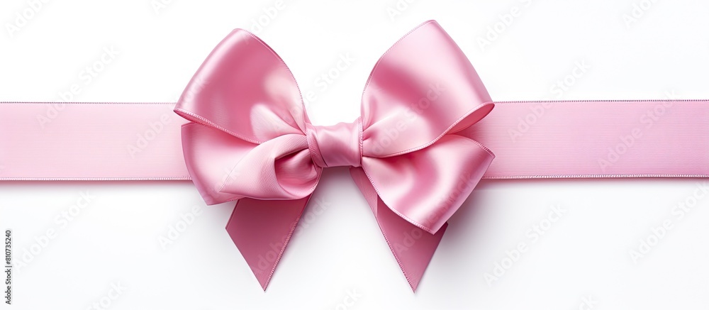 Poster a pink bow is featured in this copy space image as it stands out against the white background