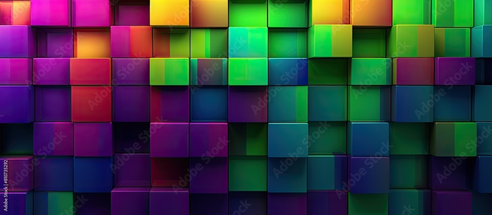 Aufkleber A horizontal copy space image featuring a mesmerizing geometrical pattern made from vibrant green violet pink and yellow paper creates an abstract blank background for a unique template
