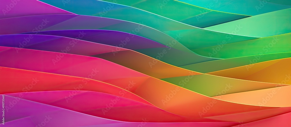 Aufkleber A horizontal copy space image featuring a mesmerizing geometrical pattern made from vibrant green violet pink and yellow paper creates an abstract blank background for a unique template
