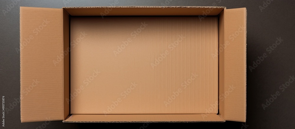 Poster isolated top view of an open cardboard box with copy space image