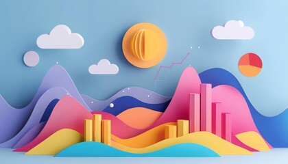 Creative podium show space of competitive analysis, highlighting key market insights, in paper art styles, illustration template for text