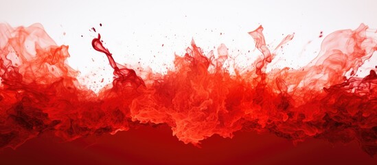 An abstract image portraying a vibrant red fire explosion with a white background providing plenty of copy space