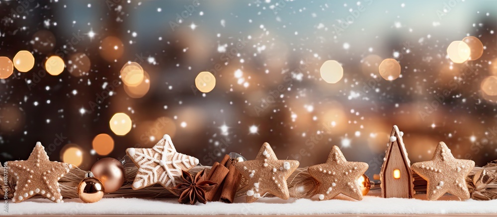 Poster create a cozy and festive ambience with homemade gingerbread cookies and christmas decorations captu
