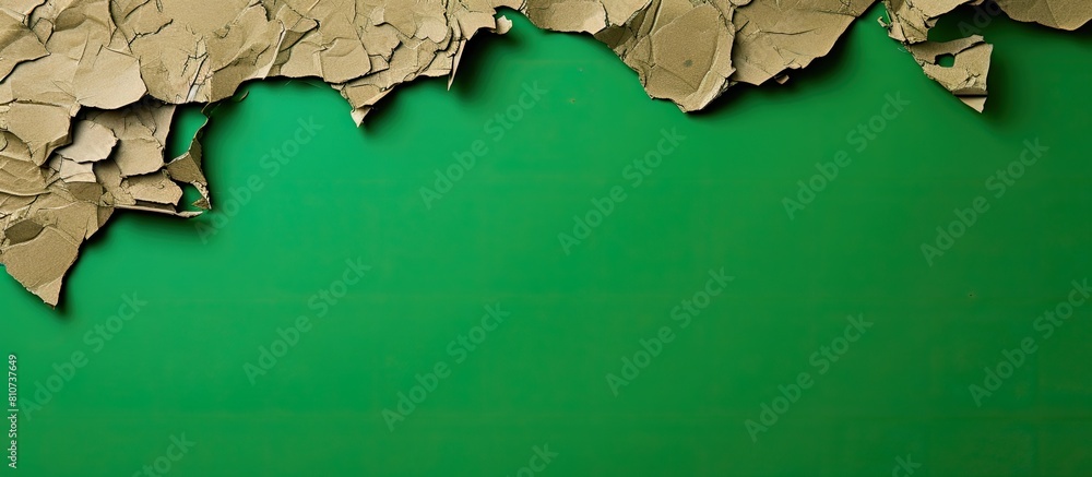 Aufkleber recycled torn cardboard piece with a copy space image isolated on a vibrant green background