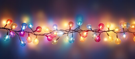 A festive Christmas lights garland with ample room for text or images in the background