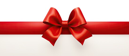 Decorative bow on a blank greeting card 33 characters. Creative banner. Copyspace image