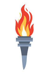 Vector burning flame torch icon isolated on white background. Sport flat style games victory symbol. Winner abstract sign.