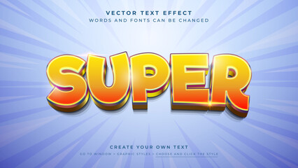 Shiny yellow super text effect vector, premium graphic style