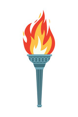 Vector burning flame torch icon isolated on white background. Sport flat style games victory symbol. Winner abstract sign.