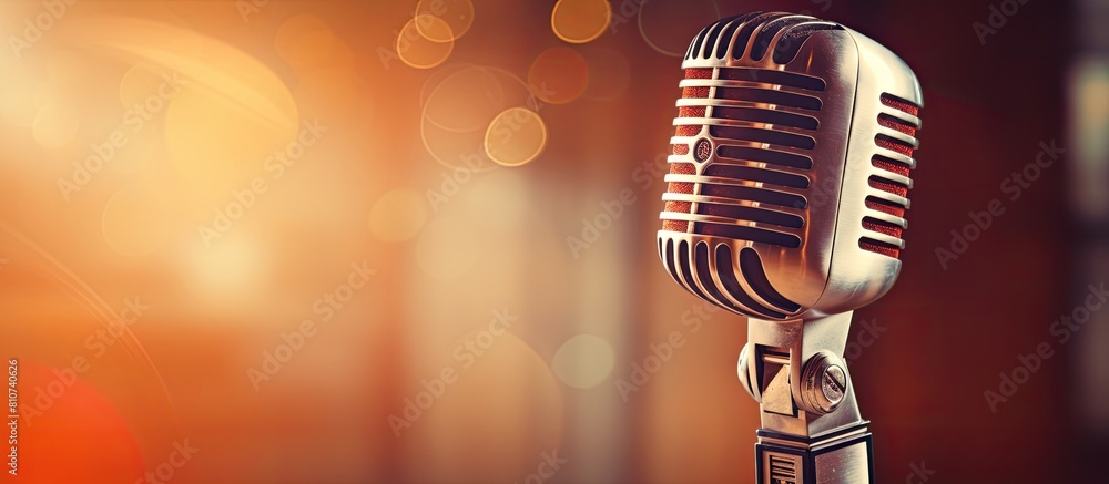 Aufkleber close up of a vintage style microphone with a tone that enhances its nostalgic appeal copy space ima