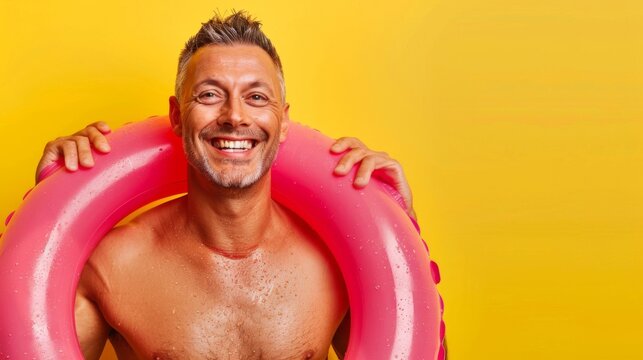 Man with Pink Swim Ring