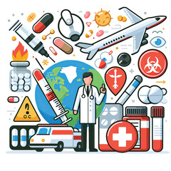 set of medical  and drugs and anti drugs day  icons 