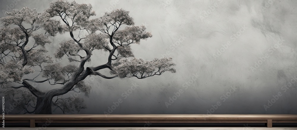 Leinwandbilder Decorative tree with a monochrome color scheme set against a backdrop of wood pulp board providing ample copy space for images