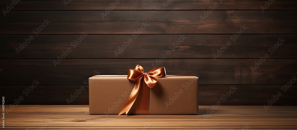 Poster a wooden surface with a gift box placed on it providing ample copy space for images or text