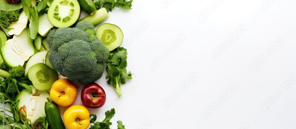 Aufkleber copy space image of a top view of a vibrant arrangement of green vegetables like bell peppers cucumb