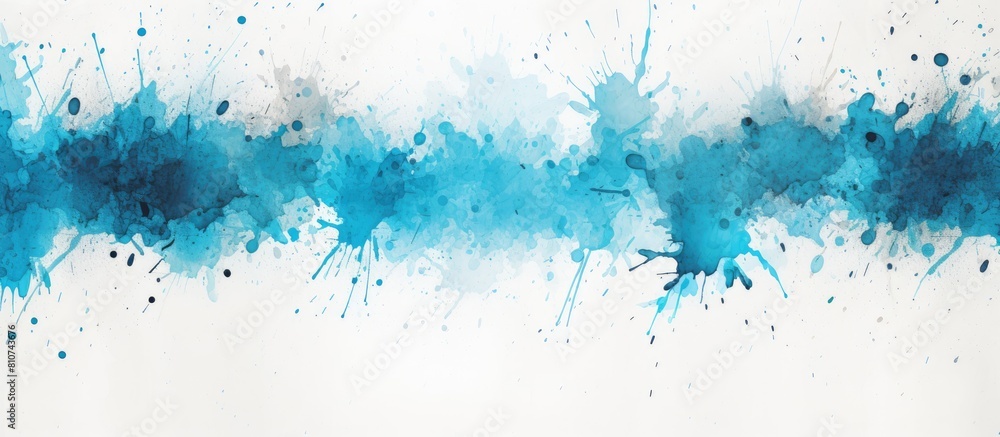 Poster a copy space image of a grunge distressed splatter background with blue ink splashes spray paint dro