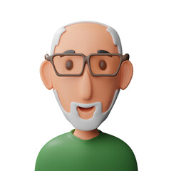 Old man avatar 3d illustration