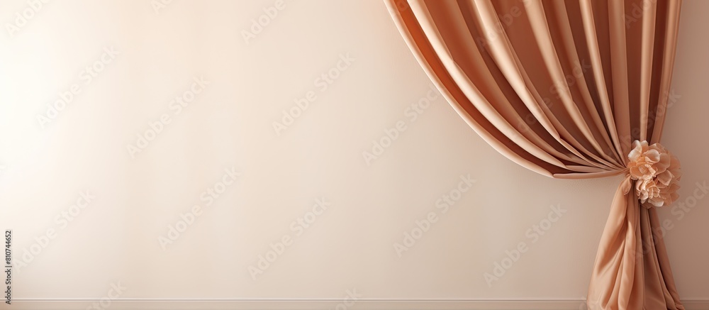Poster Closeup of an elegant room with a window curtain and tiebacks perfect for a copy space image